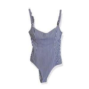 Brand new Navy blue and white stripe one piece swimsuit size L